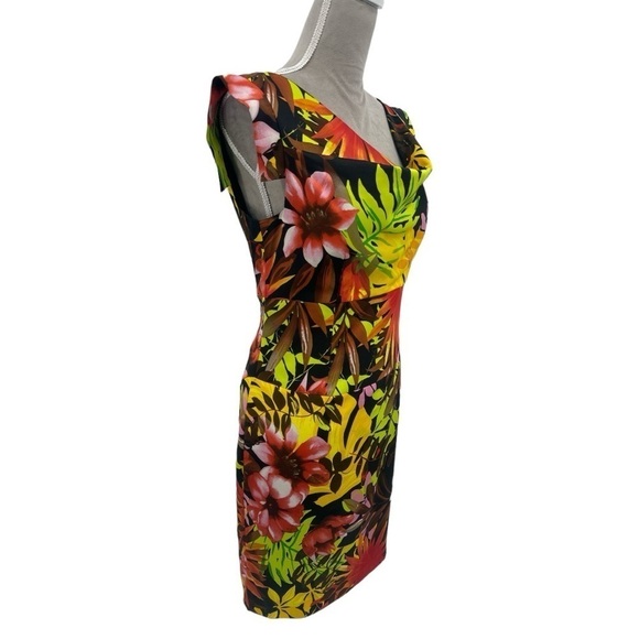 Joseph Ribkoff Tropical Palm Print Short Sleeve Sheath Dress -Multicolor -Size 6 - Picture 6 of 7